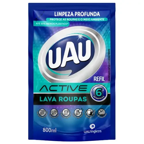 7500 - LAVA ROUPAS LIQUIDO UAU ACTIVE 18X800ML 7500 - LAVA ROUPAS LIQUIDO UAU ACTIVE 18X800ML