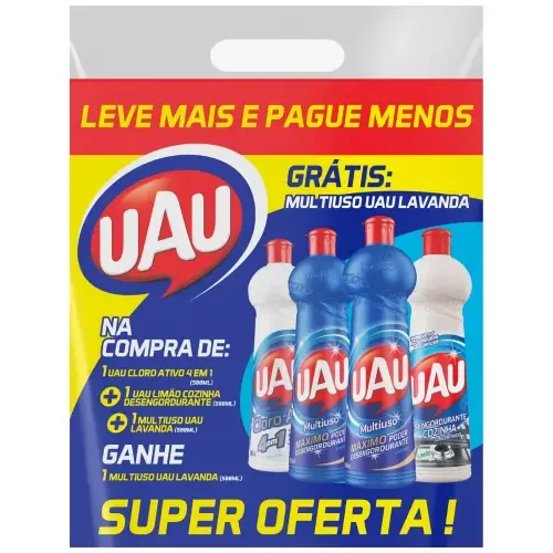 7605 - MULTIUSO UAU CLORODESENG COZ2 LAV GRT 6X4X500ML